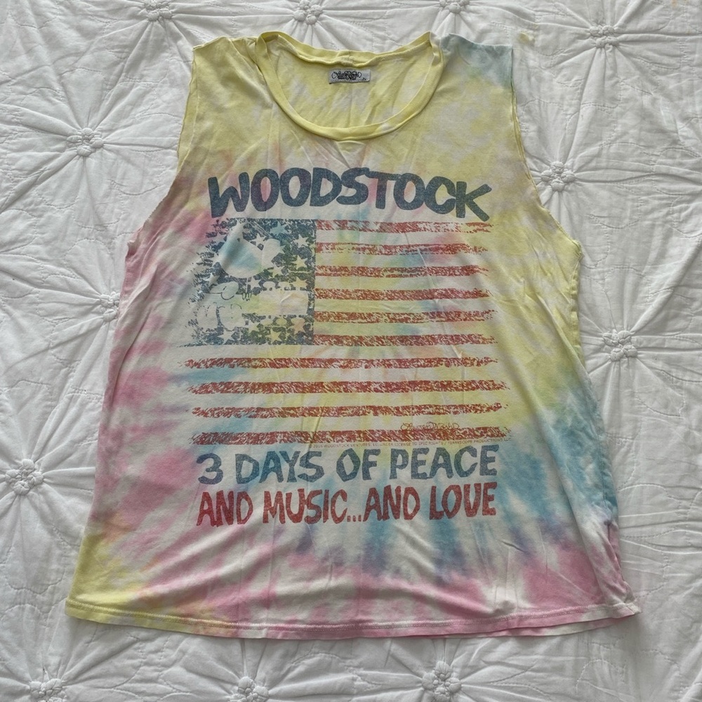 Tie dyed Woodstock muscle tee